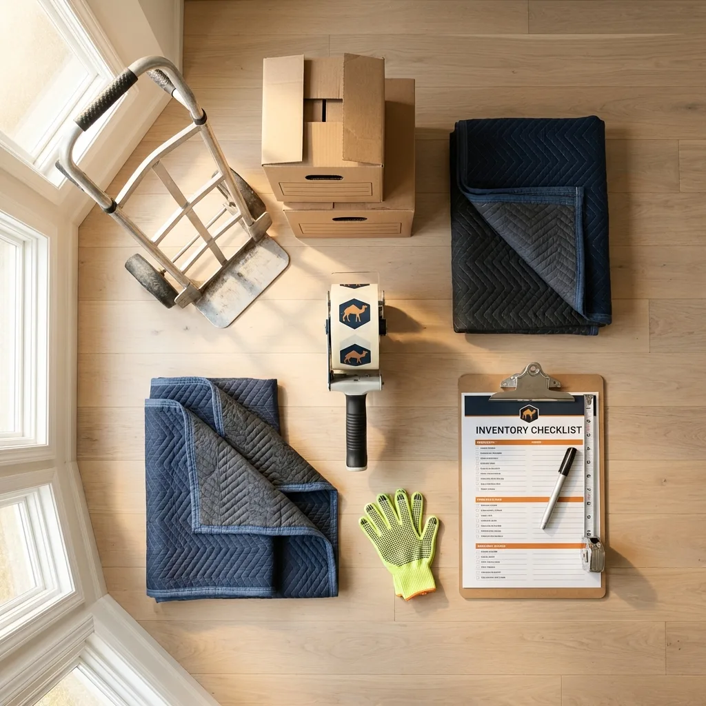 Professional moving supplies and packing materials layout for Boyd residential relocations